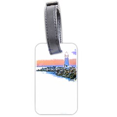 Breakwater Santa Cruz T- Shirt Lighthouse Breakwater Santa Cruz U S A Voyage Art Digital Painting Wa Luggage Tag (two Sides)