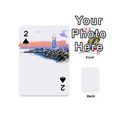 Breakwater Santa Cruz T- Shirt Lighthouse Breakwater Santa Cruz U S A Voyage Art Digital Painting Wa Playing Cards 54 Designs (mini) by JamesGoode