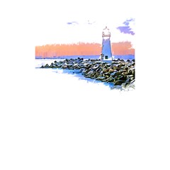 Breakwater Santa Cruz T- Shirt Lighthouse Breakwater Santa Cruz U S A Voyage Art Digital Painting Wa Shower Curtain 48  X 72  (small)  by JamesGoode