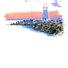 Breakwater Santa Cruz T- Shirt Lighthouse Breakwater Santa Cruz U S A Voyage Art Digital Painting Wa Play Mat (rectangle) by JamesGoode