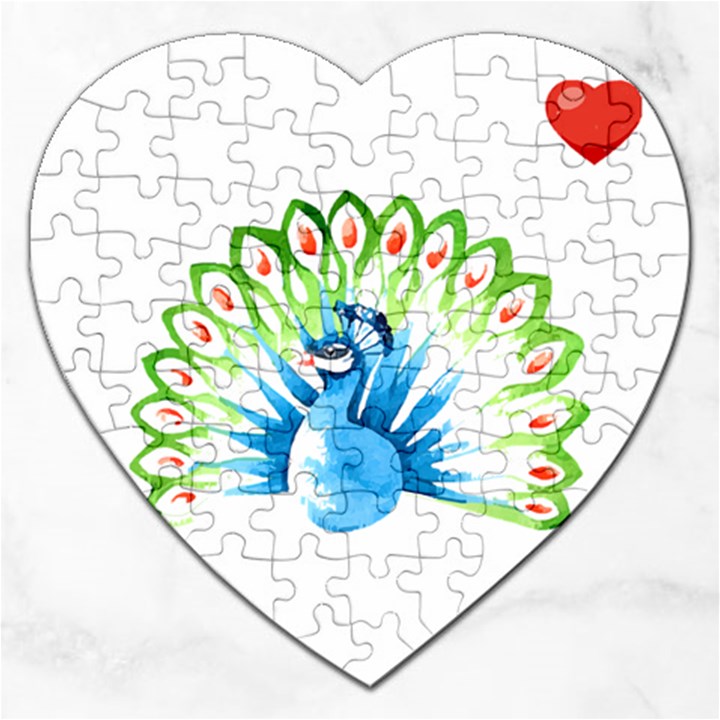 Peacock T-shirtsteal Your Heart Peacock 203 T-shirt Jigsaw Puzzle (Heart)