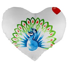 Peacock T-shirtsteal Your Heart Peacock 203 T-shirt Large 19  Premium Flano Heart Shape Cushions by EnriqueJohnson