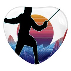 Fencing Funny T- Shirt Fencing Sport Fencing T- Shirt (1) Heart Glass Fridge Magnet (4 Pack) by ZUXUMI