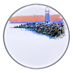 Breakwater Santa Cruz T- Shirt Lighthouse Breakwater Santa Cruz U S A Voyage Art Digital Painting Wa Wireless Fast Charger(white) by JamesGoode