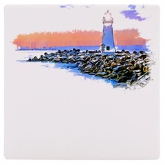 Breakwater Santa Cruz T- Shirt Lighthouse Breakwater Santa Cruz U S A Voyage Art Digital Painting Wa Uv Print Square Tile Coaster  by JamesGoode