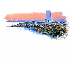 Breakwater Santa Cruz T- Shirt Lighthouse Breakwater Santa Cruz U S A Voyage Art Digital Painting Wa Premium Plush Fleece Blanket (extra Small) by JamesGoode