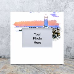 Breakwater Santa Cruz T- Shirt Lighthouse Breakwater Santa Cruz U S A Voyage Art Digital Painting Wa White Box Photo Frame 4  X 6  by JamesGoode