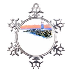 Breakwater Santa Cruz T- Shirt Lighthouse Breakwater Santa Cruz U S A Voyage Art Digital Painting Wa Metal Large Snowflake Ornament by JamesGoode