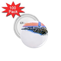 Breakwater Santa Cruz T- Shirt Lighthouse Breakwater Santa Cruz U S A Voyage Art Digital Painting Wa 1 75  Buttons (100 Pack)  by JamesGoode