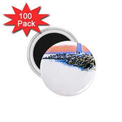 Breakwater Santa Cruz T- Shirt Lighthouse Breakwater Santa Cruz U S A Voyage Art Digital Painting Wa 1 75  Magnets (100 Pack)  by JamesGoode