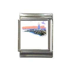 Breakwater Santa Cruz T- Shirt Lighthouse Breakwater Santa Cruz U S A Voyage Art Digital Painting Wa Italian Charm (13mm) by JamesGoode