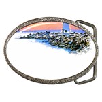 Breakwater Santa Cruz T- Shirt Lighthouse Breakwater Santa Cruz U S A Voyage Art Digital Painting Wa Belt Buckles Front