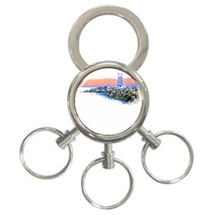 Breakwater Santa Cruz T- Shirt Lighthouse Breakwater Santa Cruz U S A Voyage Art Digital Painting Wa 3-ring Key Chain by JamesGoode