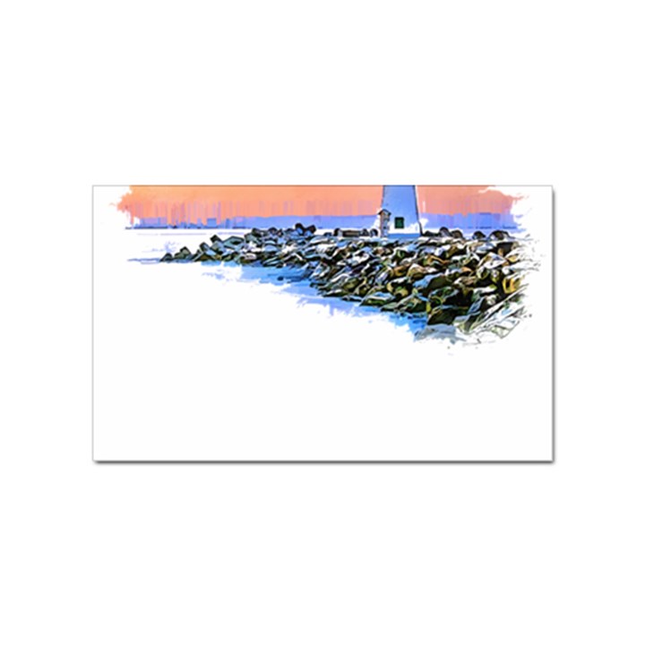 Breakwater Santa Cruz T- Shirt Lighthouse Breakwater Santa Cruz U S A Voyage Art Digital Painting Wa Sticker (Rectangular)