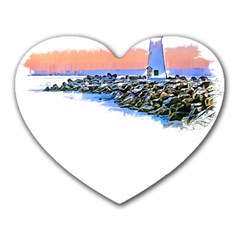 Breakwater Santa Cruz T- Shirt Lighthouse Breakwater Santa Cruz U S A Voyage Art Digital Painting Wa Heart Mousepad by JamesGoode