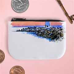 Breakwater Santa Cruz T- Shirt Lighthouse Breakwater Santa Cruz U S A Voyage Art Digital Painting Wa Mini Coin Purse by JamesGoode