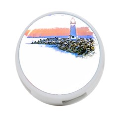 Breakwater Santa Cruz T- Shirt Lighthouse Breakwater Santa Cruz U S A Voyage Art Digital Painting Wa 4-port Usb Hub (two Sides) by JamesGoode