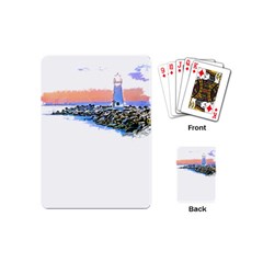 Breakwater Santa Cruz T- Shirt Lighthouse Breakwater Santa Cruz U S A Voyage Art Digital Painting Wa Playing Cards Single Design (mini) by JamesGoode