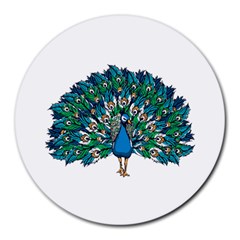 Peacock T-shirtwhite Look Calm Peacock 10 T-shirt Round Mousepad by EnriqueJohnson