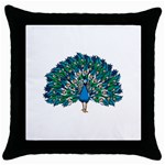 Peacock T-shirtwhite Look Calm Peacock 10 T-shirt Throw Pillow Case (Black) Front