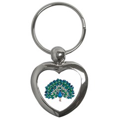 Peacock T-shirtwhite Look Calm Peacock 10 T-shirt Key Chain (heart) by EnriqueJohnson