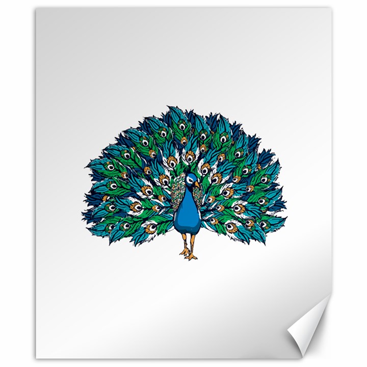 Peacock T-shirtwhite Look Calm Peacock 10 T-shirt Canvas 8  x 10 