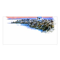 Breakwater Santa Cruz T- Shirt Lighthouse Breakwater Santa Cruz U S A Voyage Art Digital Painting Wa Satin Shawl 45  X 80 