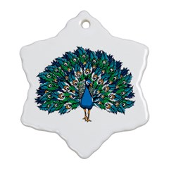 Peacock T-shirtwhite Look Calm Peacock 10 T-shirt Ornament (snowflake) by EnriqueJohnson