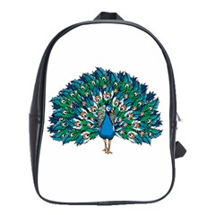 Peacock T-shirtwhite Look Calm Peacock 10 T-shirt School Bag (xl) by EnriqueJohnson