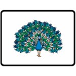 Peacock T-shirtwhite Look Calm Peacock 10 T-shirt Two Sides Fleece Blanket (Large) 80 x60  Blanket Front