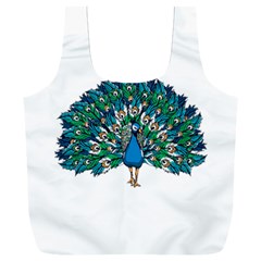 Peacock T-shirtwhite Look Calm Peacock 10 T-shirt Full Print Recycle Bag (xxl) by EnriqueJohnson