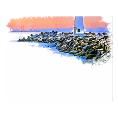 Breakwater Santa Cruz T- Shirt Lighthouse Breakwater Santa Cruz U S A Voyage Art Digital Painting Wa Premium Plush Fleece Blanket (large) by JamesGoode