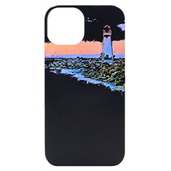 Breakwater Santa Cruz T- Shirt Lighthouse Breakwater Santa Cruz U S A Voyage Art Digital Painting Wa Iphone 14 Black Uv Print Case by JamesGoode