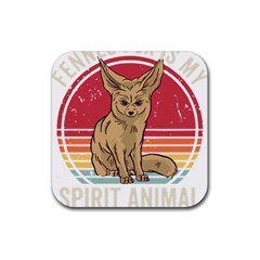 Fennec Fox T- Shirt Fennec Fox Is My Spirit Animal T- Shirt Rubber Coaster (square) by ZUXUMI