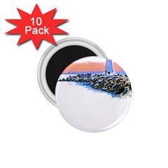 Breakwater Santa Cruz T- Shirt Lighthouse Breakwater Santa Cruz U S A Voyage Art Digital Painting Wa 1 75  Magnets (10 Pack)  by JamesGoode