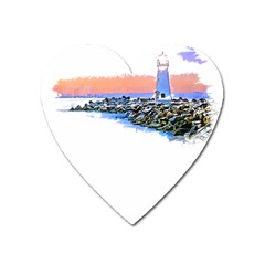 Breakwater Santa Cruz T- Shirt Lighthouse Breakwater Santa Cruz U S A Voyage Art Digital Painting Wa Heart Magnet by JamesGoode