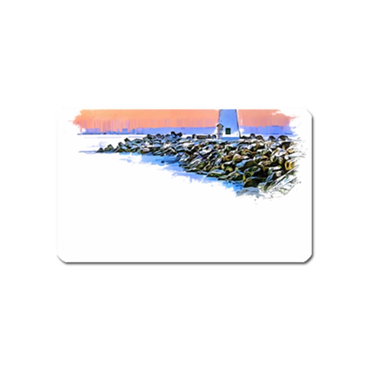 Breakwater Santa Cruz T- Shirt Lighthouse Breakwater Santa Cruz U S A Voyage Art Digital Painting Wa Magnet (Name Card)