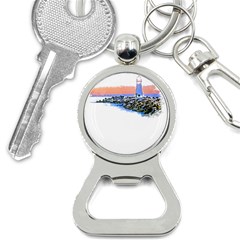 Breakwater Santa Cruz T- Shirt Lighthouse Breakwater Santa Cruz U S A Voyage Art Digital Painting Wa Bottle Opener Key Chain by JamesGoode