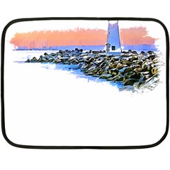 Breakwater Santa Cruz T- Shirt Lighthouse Breakwater Santa Cruz U S A Voyage Art Digital Painting Wa Fleece Blanket (mini) by JamesGoode