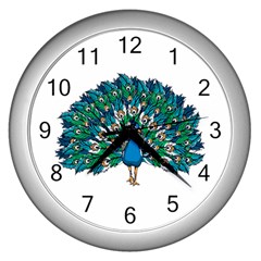 Peacock T-shirtwhite Look Calm Peacock 10 T-shirt Wall Clock (silver) by EnriqueJohnson