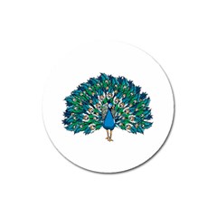 Peacock T-shirtwhite Look Calm Peacock 10 T-shirt Magnet 3  (round) by EnriqueJohnson