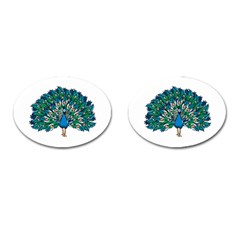 Peacock T-shirtwhite Look Calm Peacock 10 T-shirt Cufflinks (oval) by EnriqueJohnson