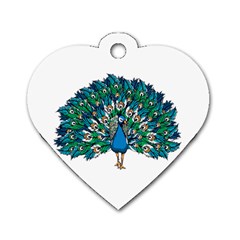 Peacock T-shirtwhite Look Calm Peacock 10 T-shirt Dog Tag Heart (one Side) by EnriqueJohnson