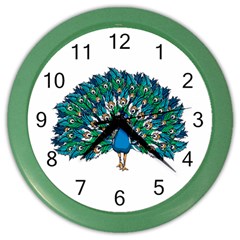 Peacock T-shirtwhite Look Calm Peacock 10 T-shirt Color Wall Clock by EnriqueJohnson