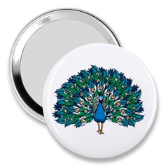 Peacock T-shirtwhite Look Calm Peacock 10 T-shirt 3  Handbag Mirrors by EnriqueJohnson