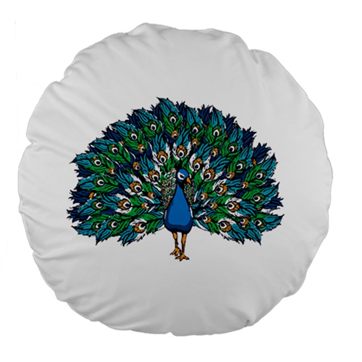 Peacock T-shirtwhite Look Calm Peacock 10 T-shirt Large 18  Premium Flano Round Cushions