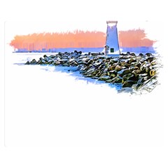 Breakwater Santa Cruz T- Shirt Lighthouse Breakwater Santa Cruz U S A Voyage Art Digital Painting Wa Premium Plush Fleece Blanket (medium) by JamesGoode