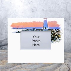 Breakwater Santa Cruz T- Shirt Lighthouse Breakwater Santa Cruz U S A Voyage Art Digital Painting Wa White Tabletop Photo Frame 4 x6  by JamesGoode