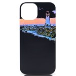 Breakwater Santa Cruz T- Shirt Lighthouse Breakwater Santa Cruz U S A Voyage Art Digital Painting Wa iPhone 14 Black UV Print Case Front