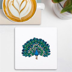 Peacock T-shirtwhite Look Calm Peacock 10 T-shirt Uv Print Square Tile Coaster  by EnriqueJohnson